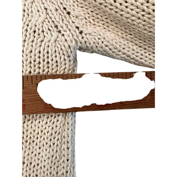 Chaus Vintage Ivory Cream Cardigan Sweater with Embroidered Floral Collar-Small - Picture 9 of 10